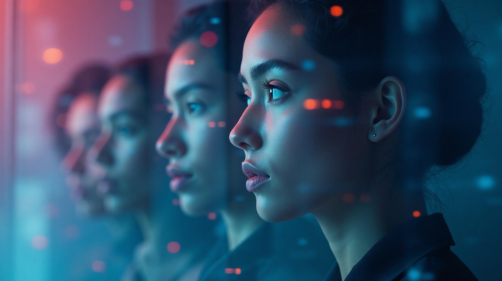 Editorial collage representing generations and technology